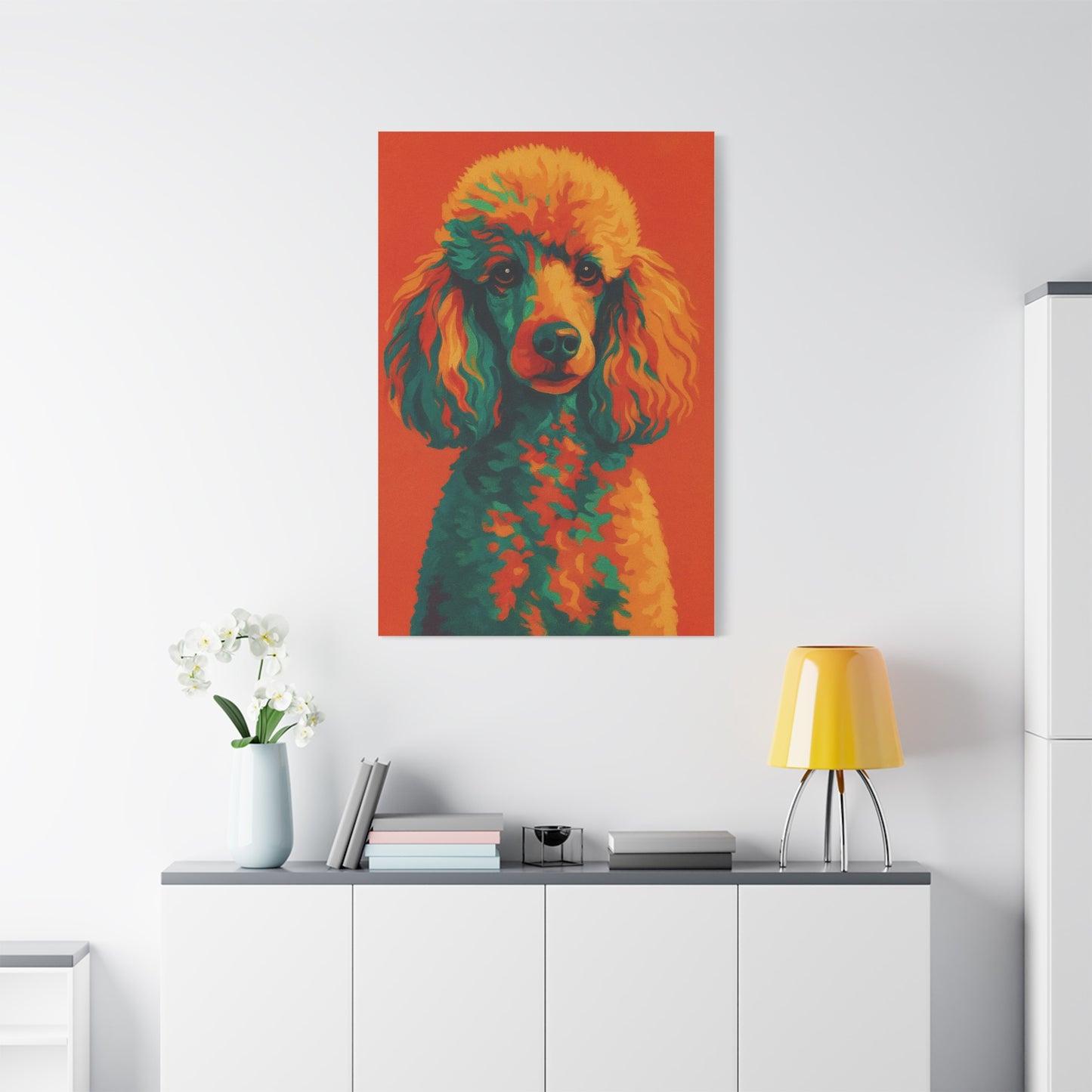 Vibrant Poodle Portrait Wall Art – Colorful Dog Canvas Print