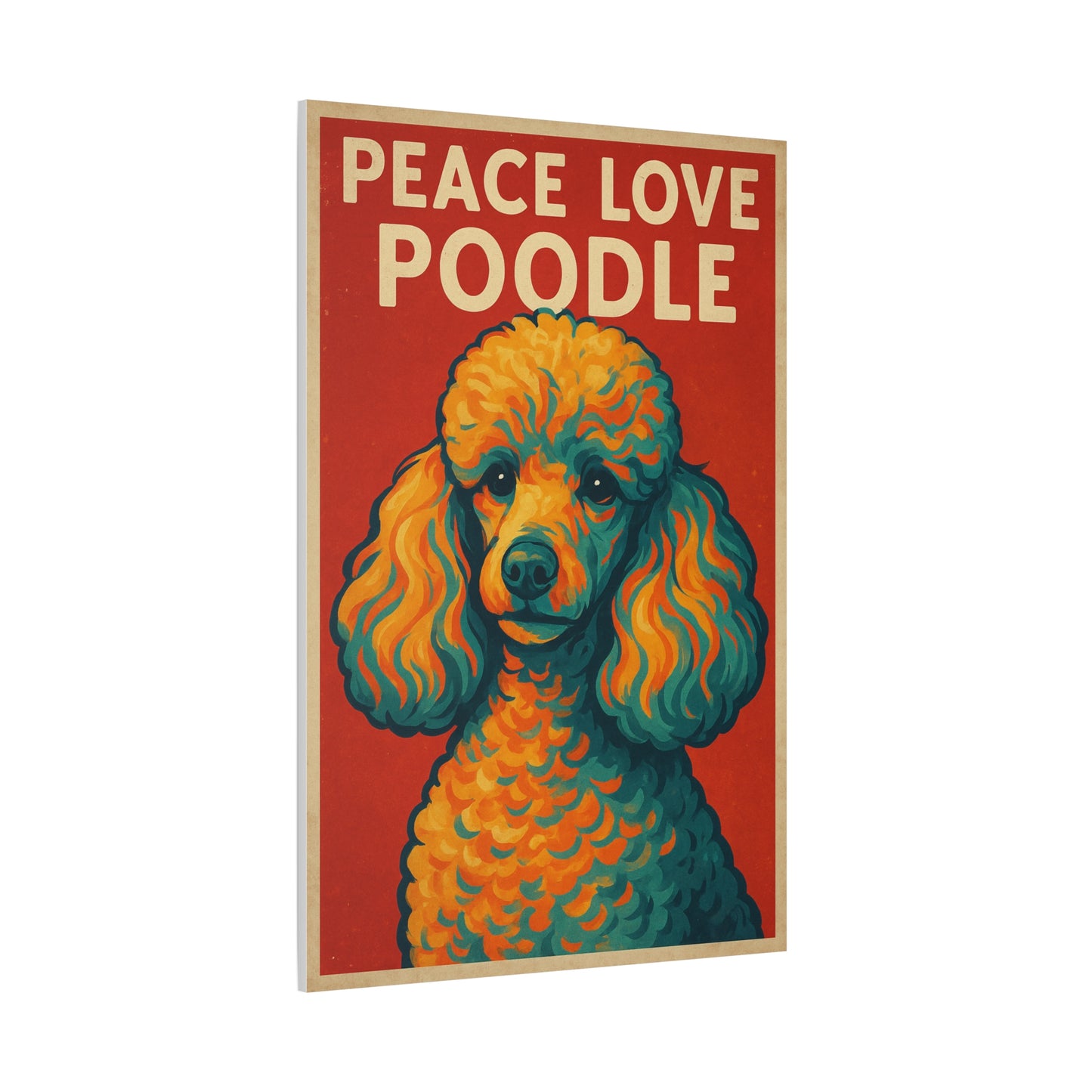 Peace Love Poodle Retro Wall Art – Vibrant Dog Lover Canvas Print
