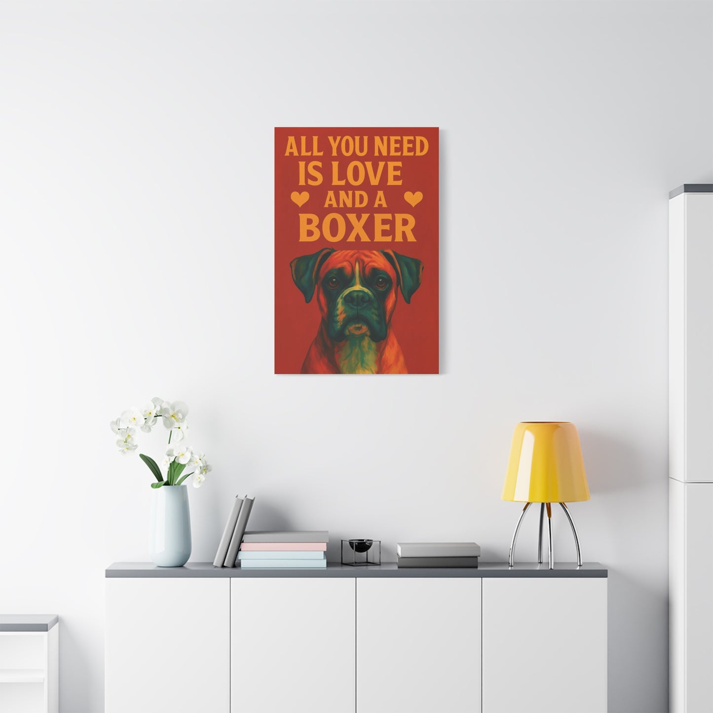 All You Need Is Love and a Boxer – Vibrant Dog Wall Art