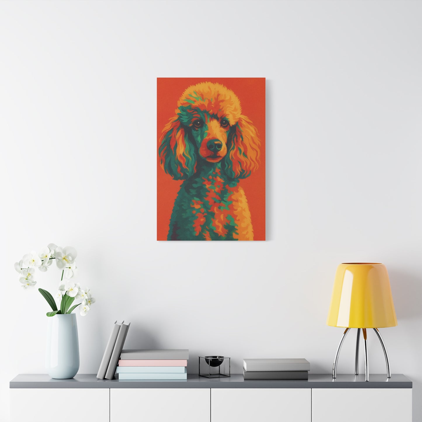 Vibrant Poodle Portrait Wall Art – Colorful Dog Canvas Print