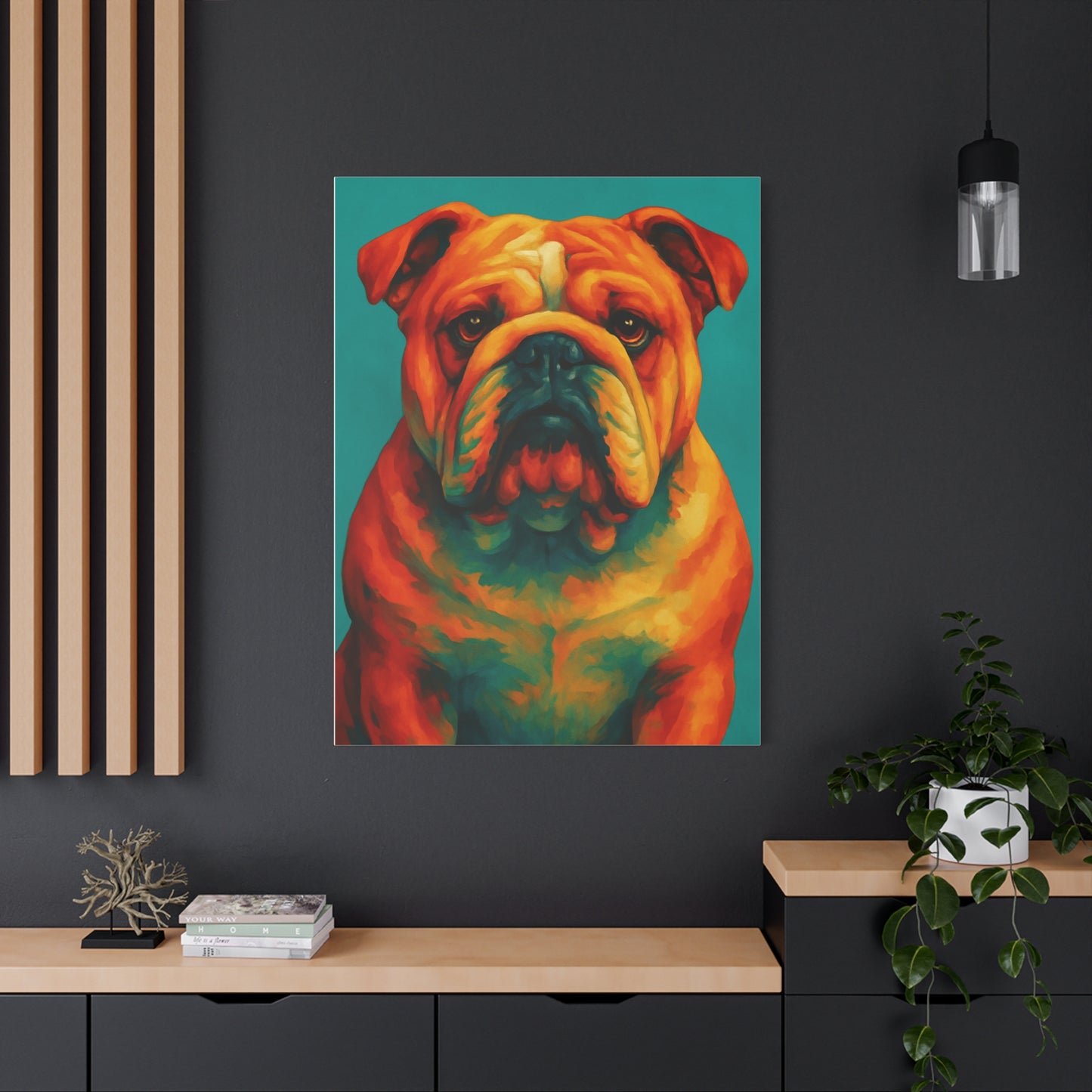 English Bulldog Wall Art – Colorful & Charming Dog Canvas Print