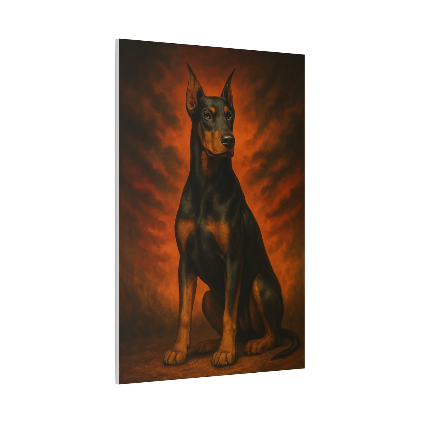Inferno Doberman Canvas Wall Art – Bold Guard Dog Portrait