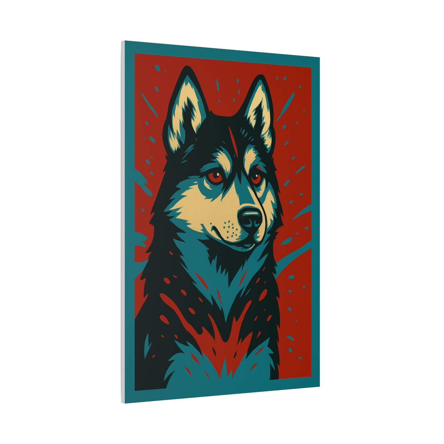 Siberian Husky Canvas Wall Art – Modern Red Accent Background