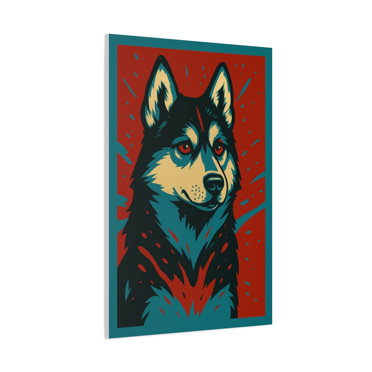 Siberian Husky Canvas Wall Art – Modern Red Accent Background