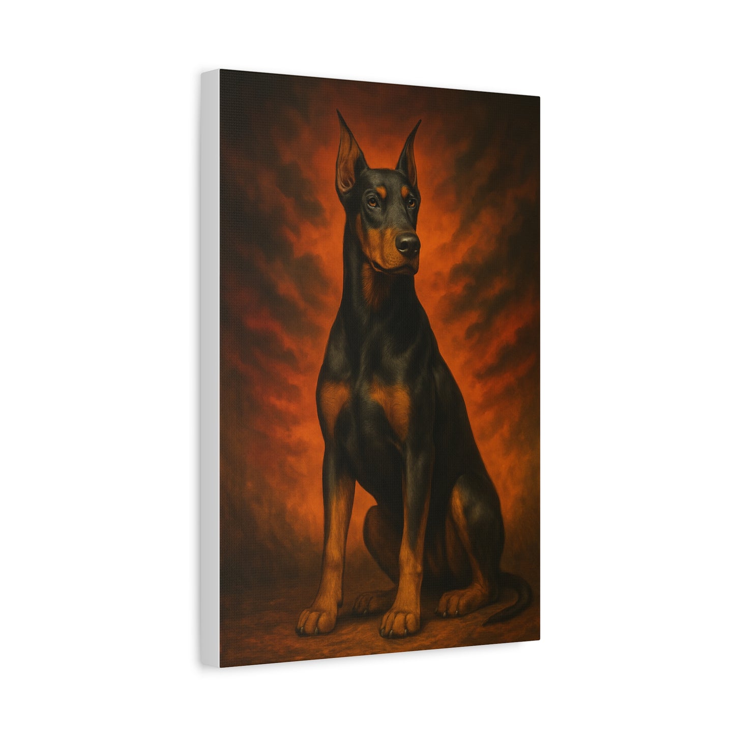 Inferno Doberman Canvas Wall Art – Bold Guard Dog Portrait