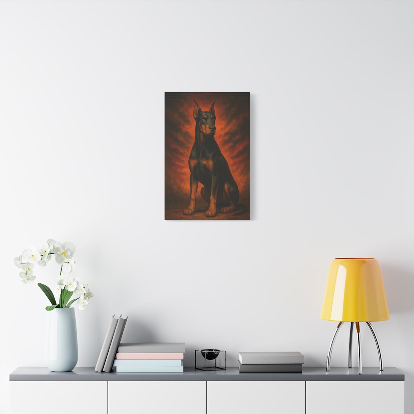 Inferno Doberman Canvas Wall Art – Bold Guard Dog Portrait