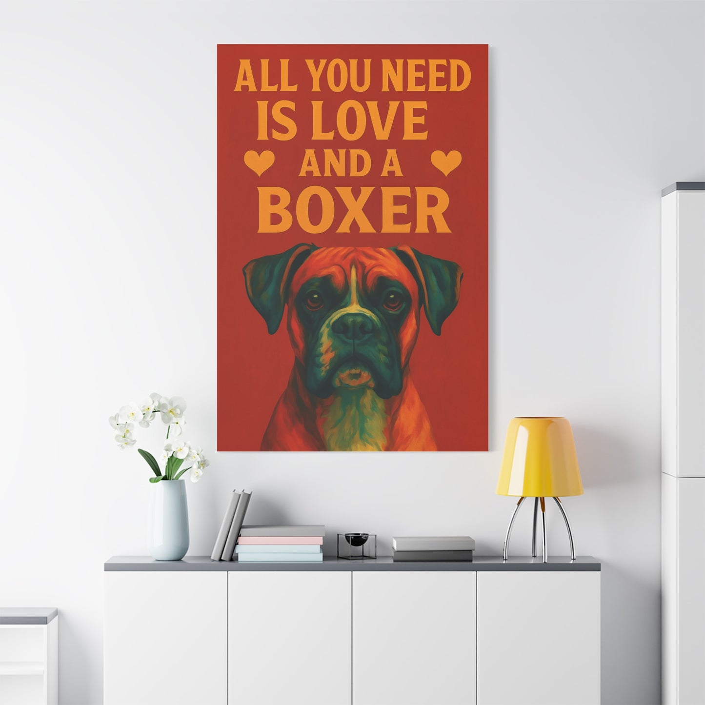 All You Need Is Love and a Boxer – Vibrant Dog Wall Art