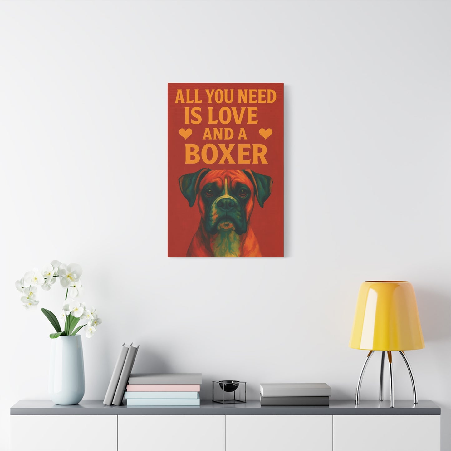 All You Need Is Love and a Boxer – Vibrant Dog Wall Art