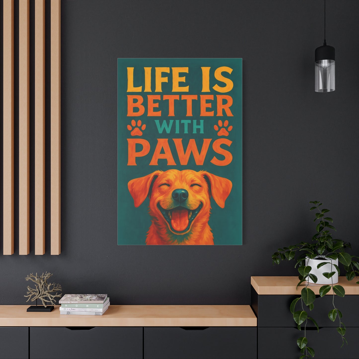 Life Is Better With Paws – Modern Dog Wall Art