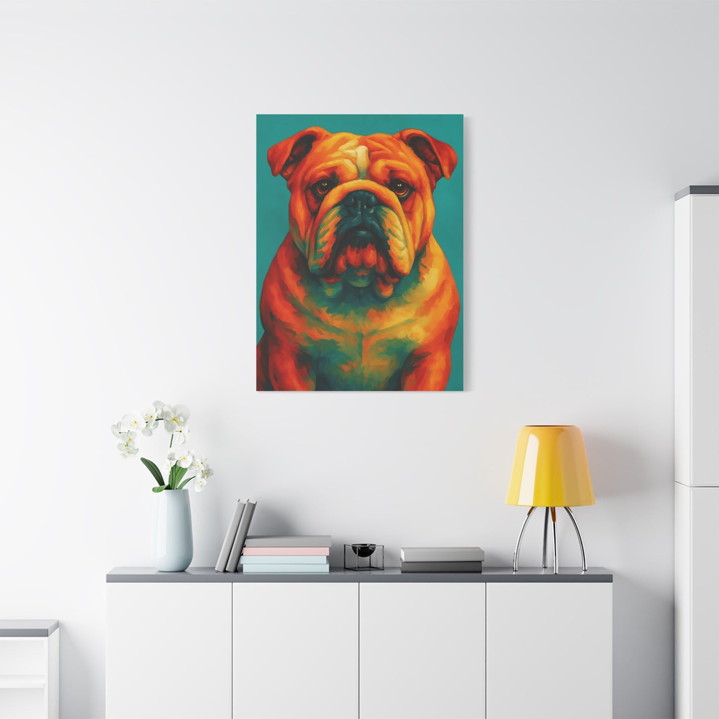 English Bulldog Wall Art – Colorful & Charming Dog Canvas Print