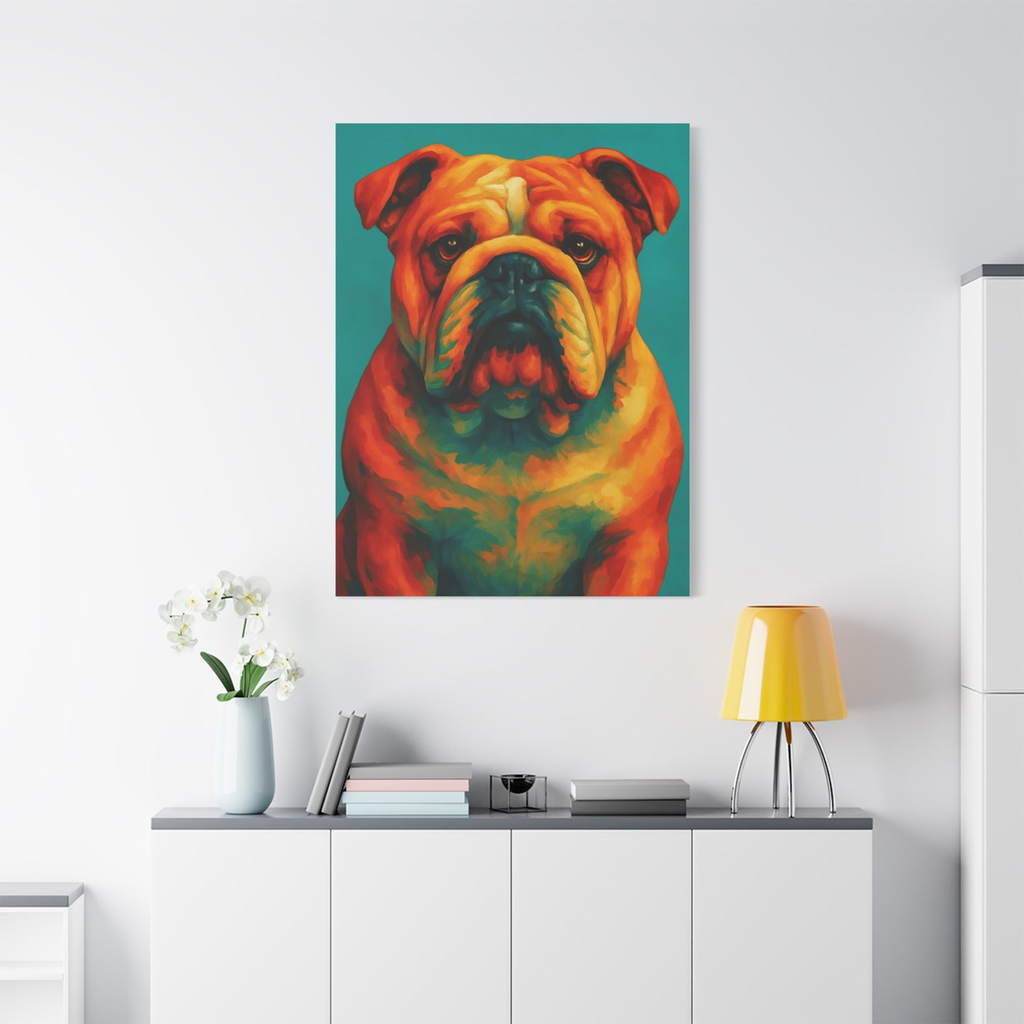 English Bulldog Wall Art – Colorful & Charming Dog Canvas Print