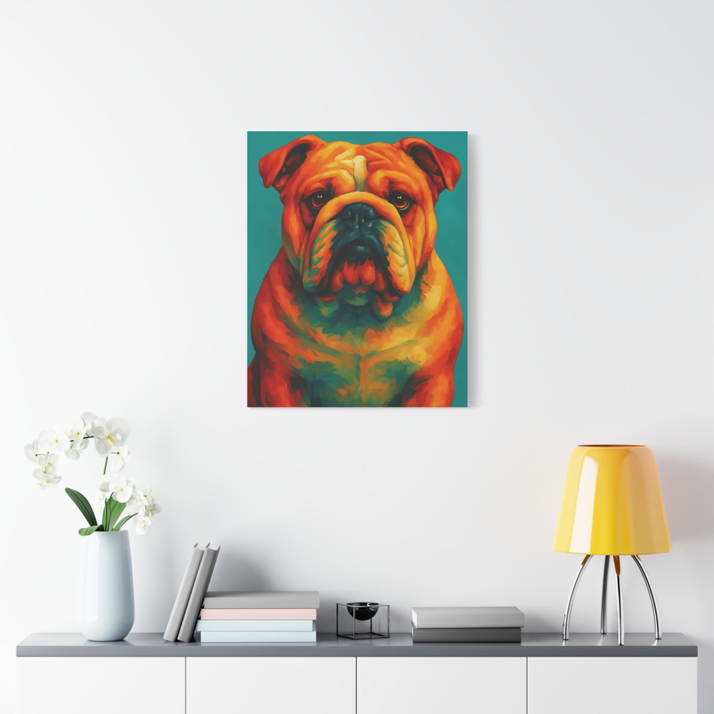 English Bulldog Wall Art – Colorful & Charming Dog Canvas Print