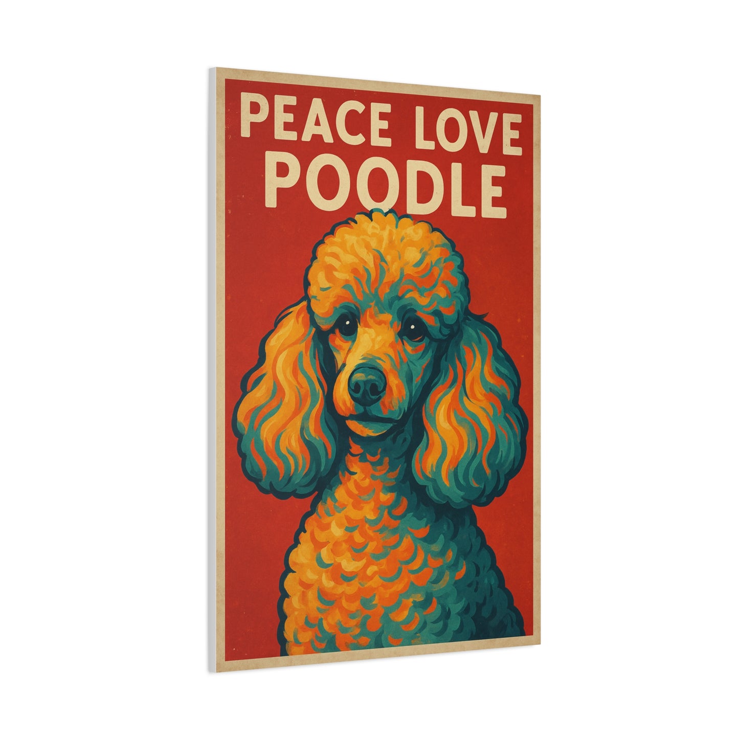 Peace Love Poodle Retro Wall Art – Vibrant Dog Lover Canvas Print