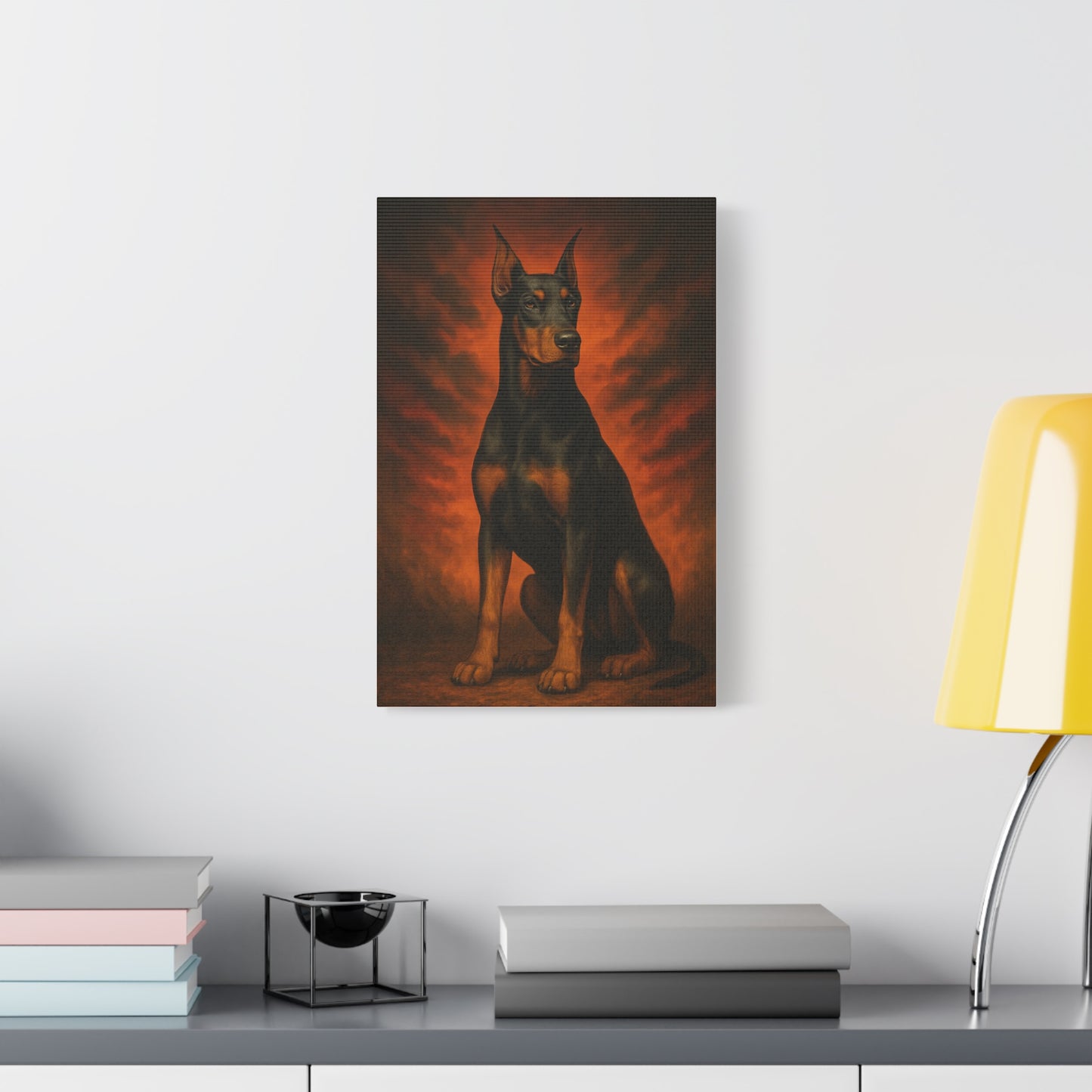 Inferno Doberman Canvas Wall Art – Bold Guard Dog Portrait