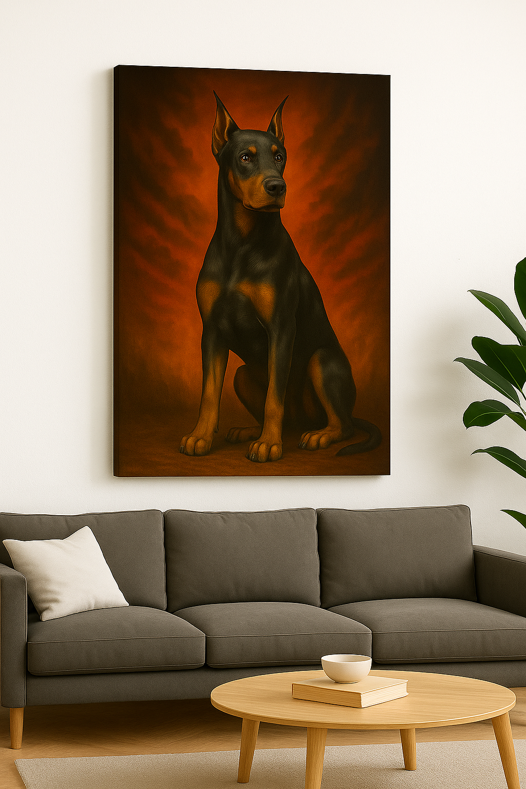 Inferno Doberman Canvas Wall Art – Bold Guard Dog Portrait
