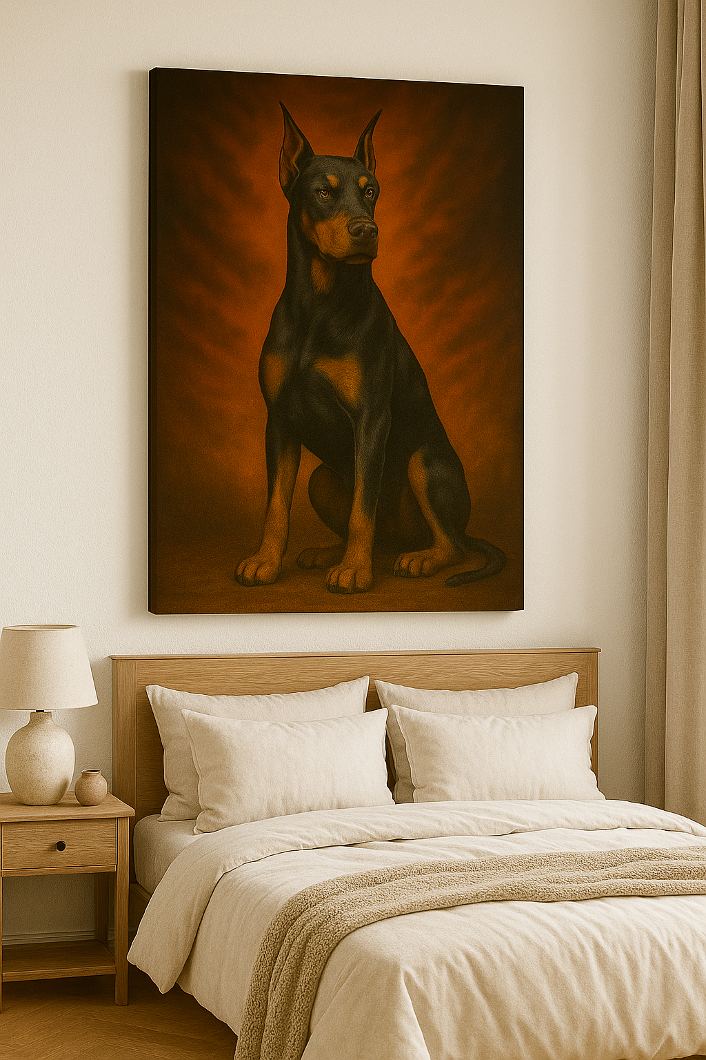 Inferno Doberman Canvas Wall Art – Bold Guard Dog Portrait