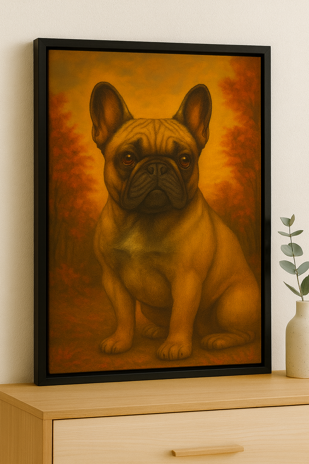 French Bulldog Matte Canvas Print, Dog Lover Wall Art, Home Decor, Pet Artwork, Gift for Dog Owners, Fall Decor
