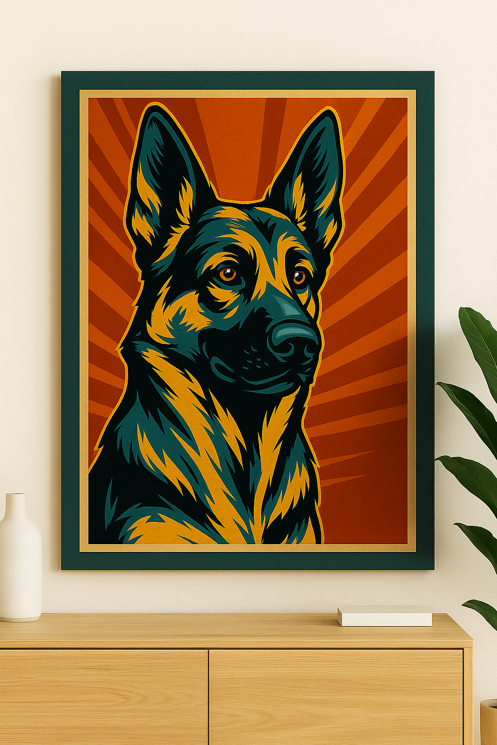 German Shepherd Framed Wall Art – Minimalist Dog Poster