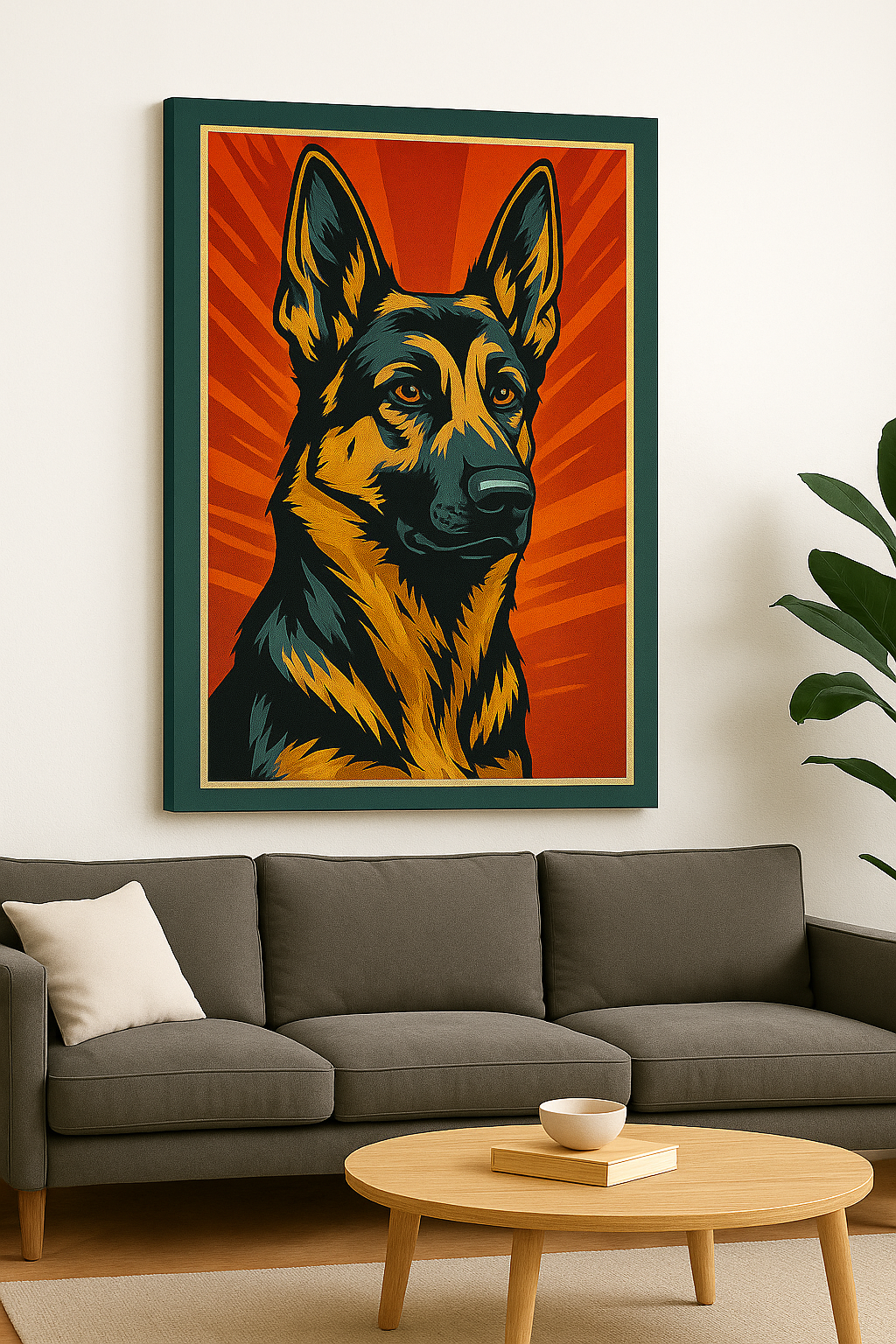 German Shepherd Framed Wall Art – Minimalist Dog Poster