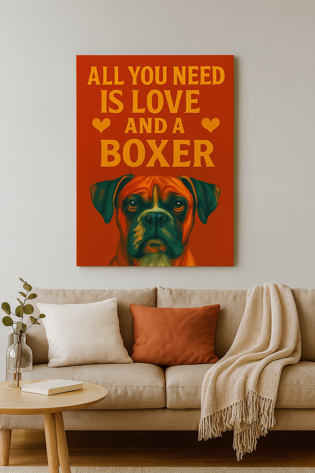 All You Need Is Love and a Boxer – Vibrant Dog Wall Art