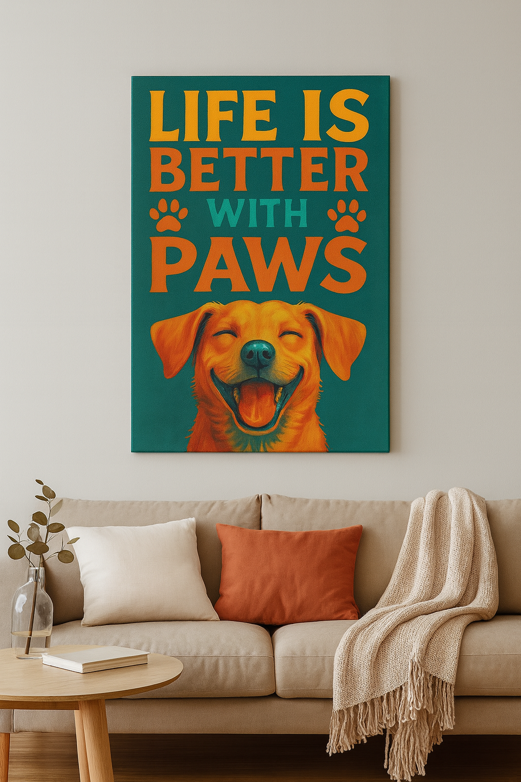 Life Is Better With Paws – Modern Dog Wall Art