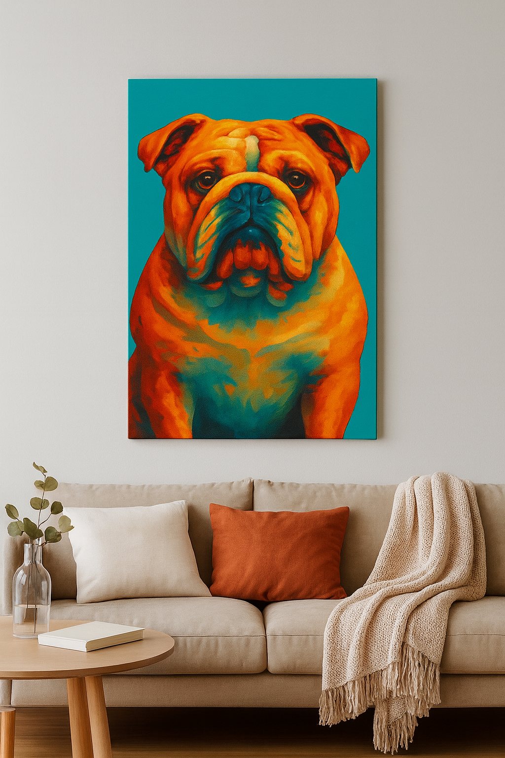 English Bulldog Wall Art – Colorful & Charming Dog Canvas Print