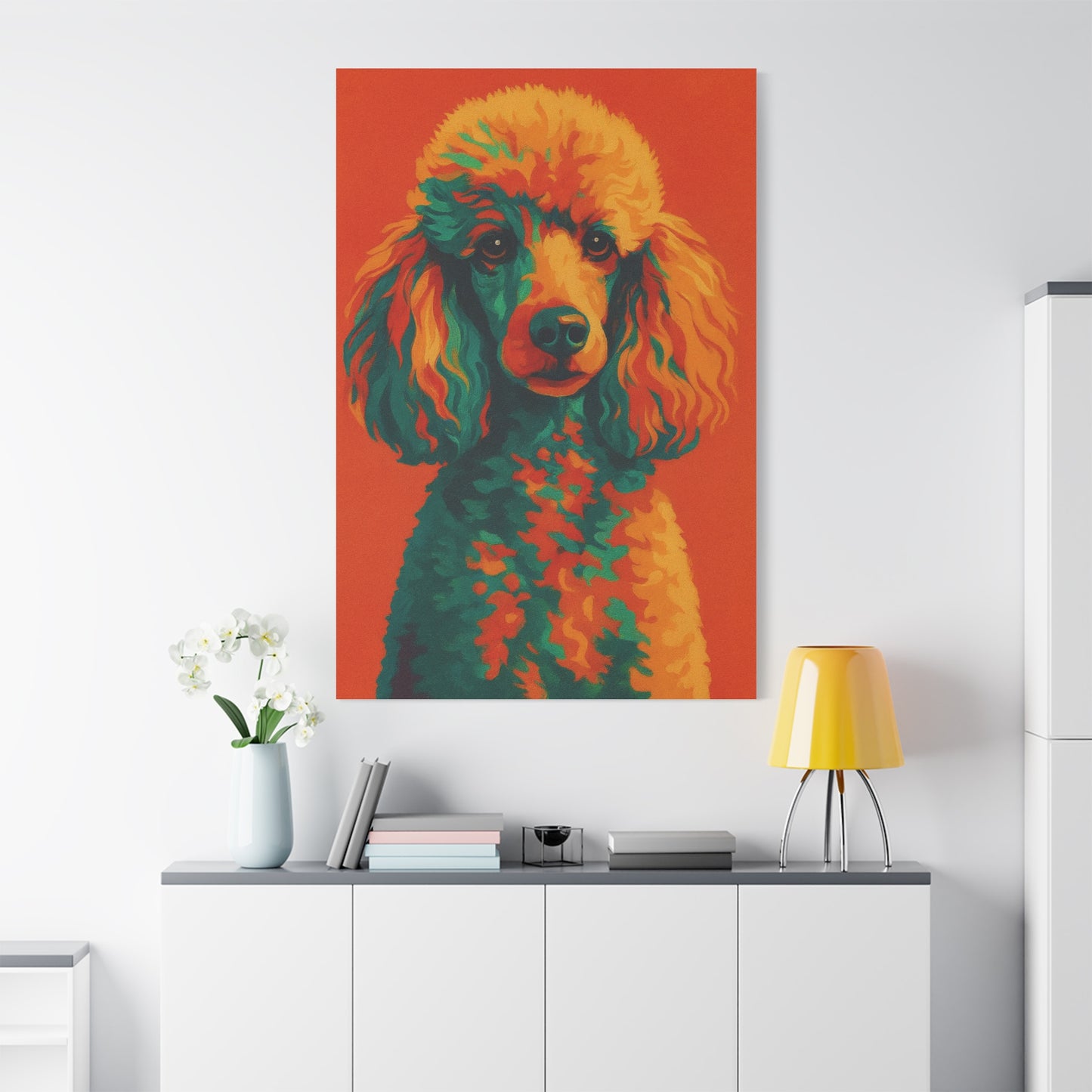 Vibrant Poodle Portrait Wall Art – Colorful Dog Canvas Print