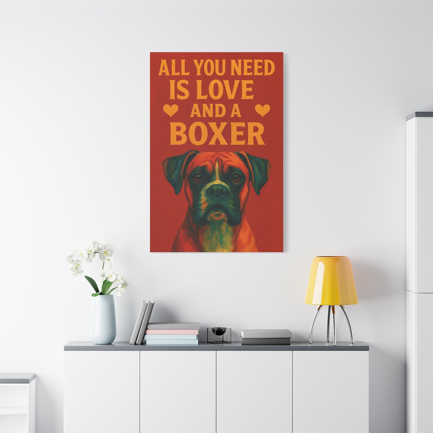 All You Need Is Love and a Boxer – Vibrant Dog Wall Art