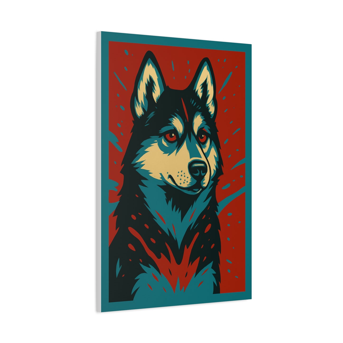 Siberian Husky Canvas Wall Art – Modern Red Accent Background