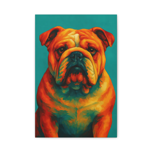 English Bulldog Wall Art – Colorful & Charming Dog Canvas Print