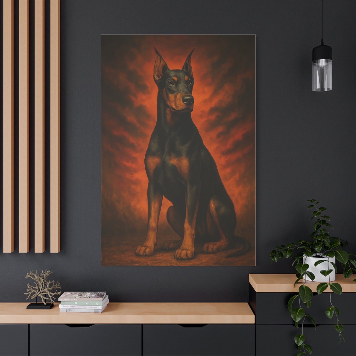 Inferno Doberman Canvas Wall Art – Bold Guard Dog Portrait