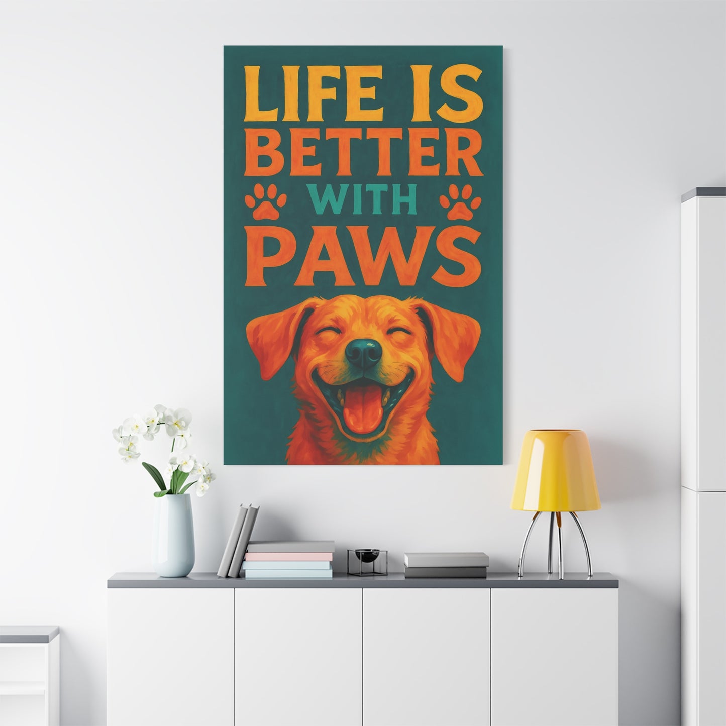 Life Is Better With Paws – Modern Dog Wall Art