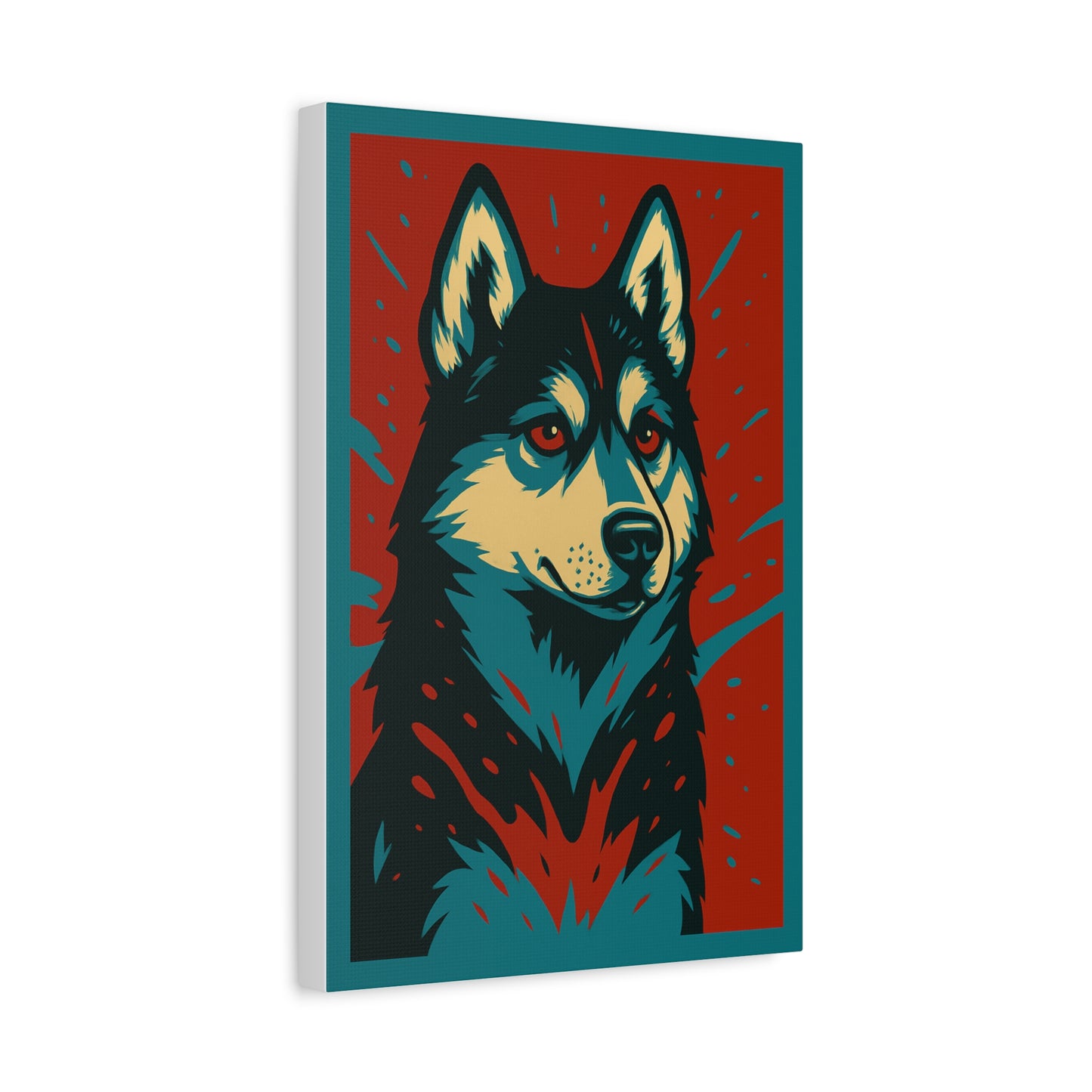 Siberian Husky Canvas Wall Art – Modern Red Accent Background