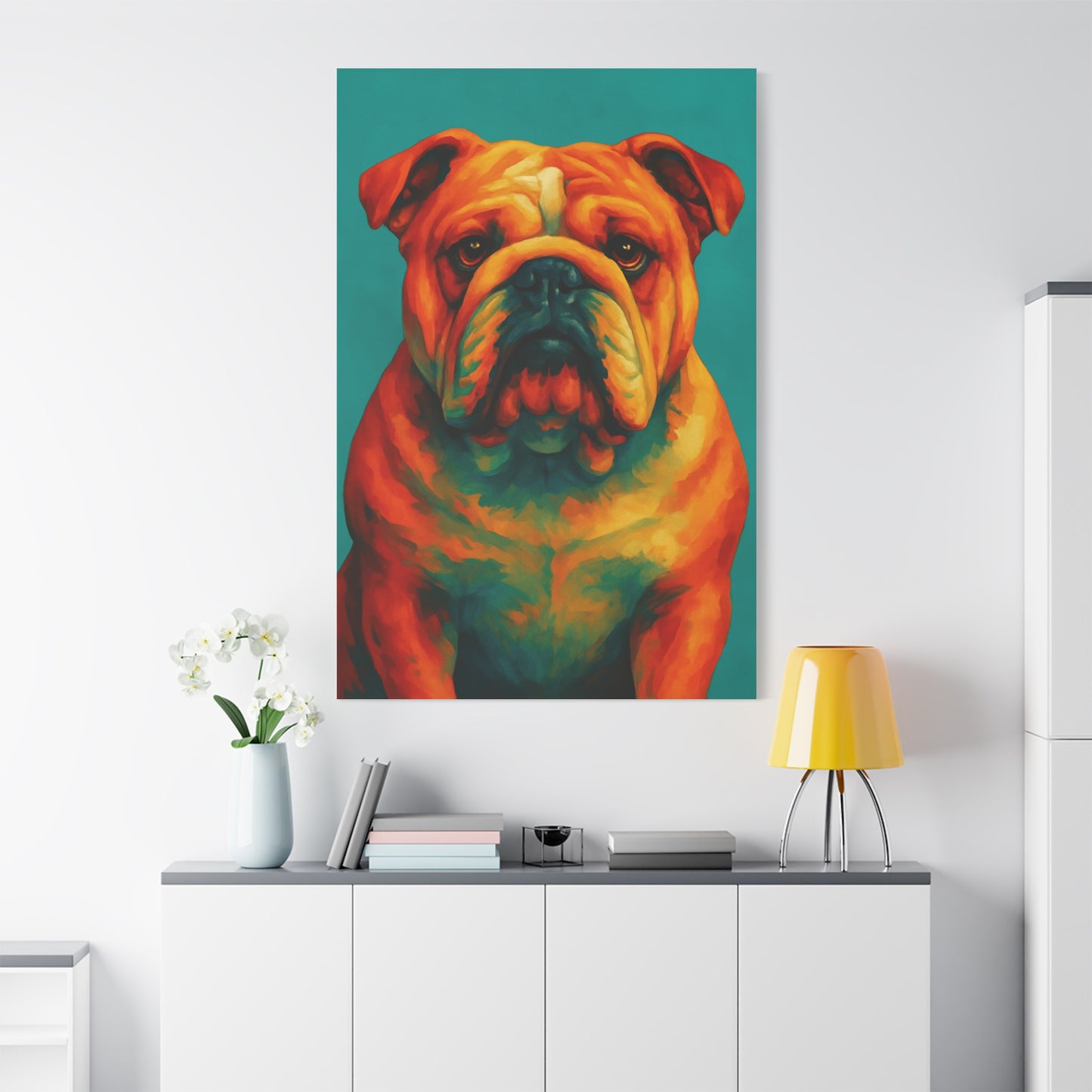 English Bulldog Wall Art – Colorful & Charming Dog Canvas Print