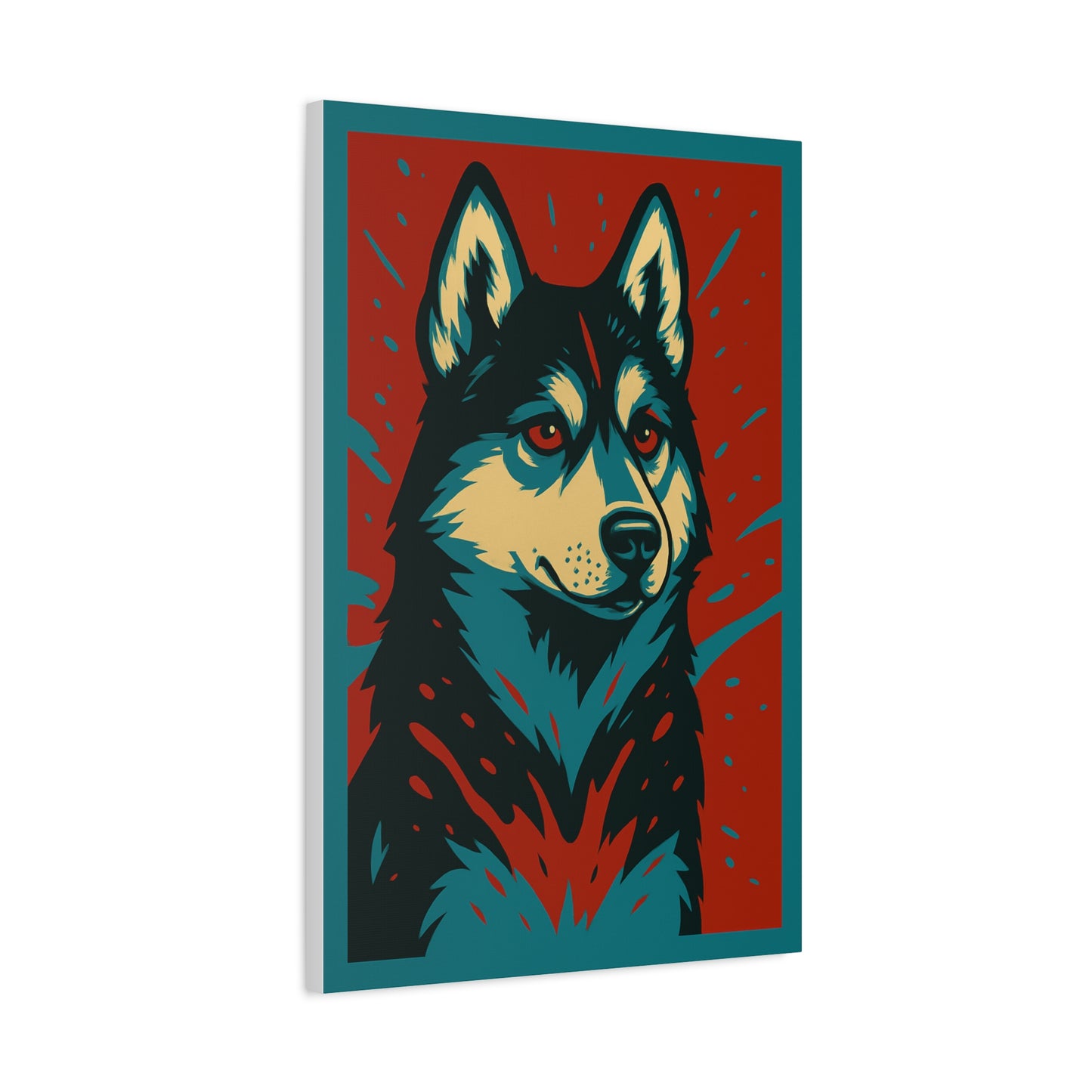 Siberian Husky Canvas Wall Art – Modern Red Accent Background