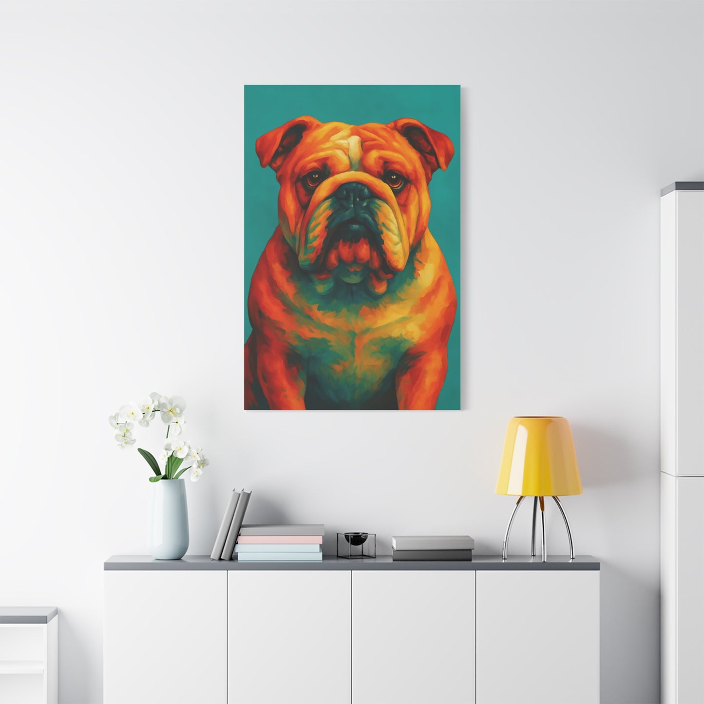 English Bulldog Wall Art – Colorful & Charming Dog Canvas Print