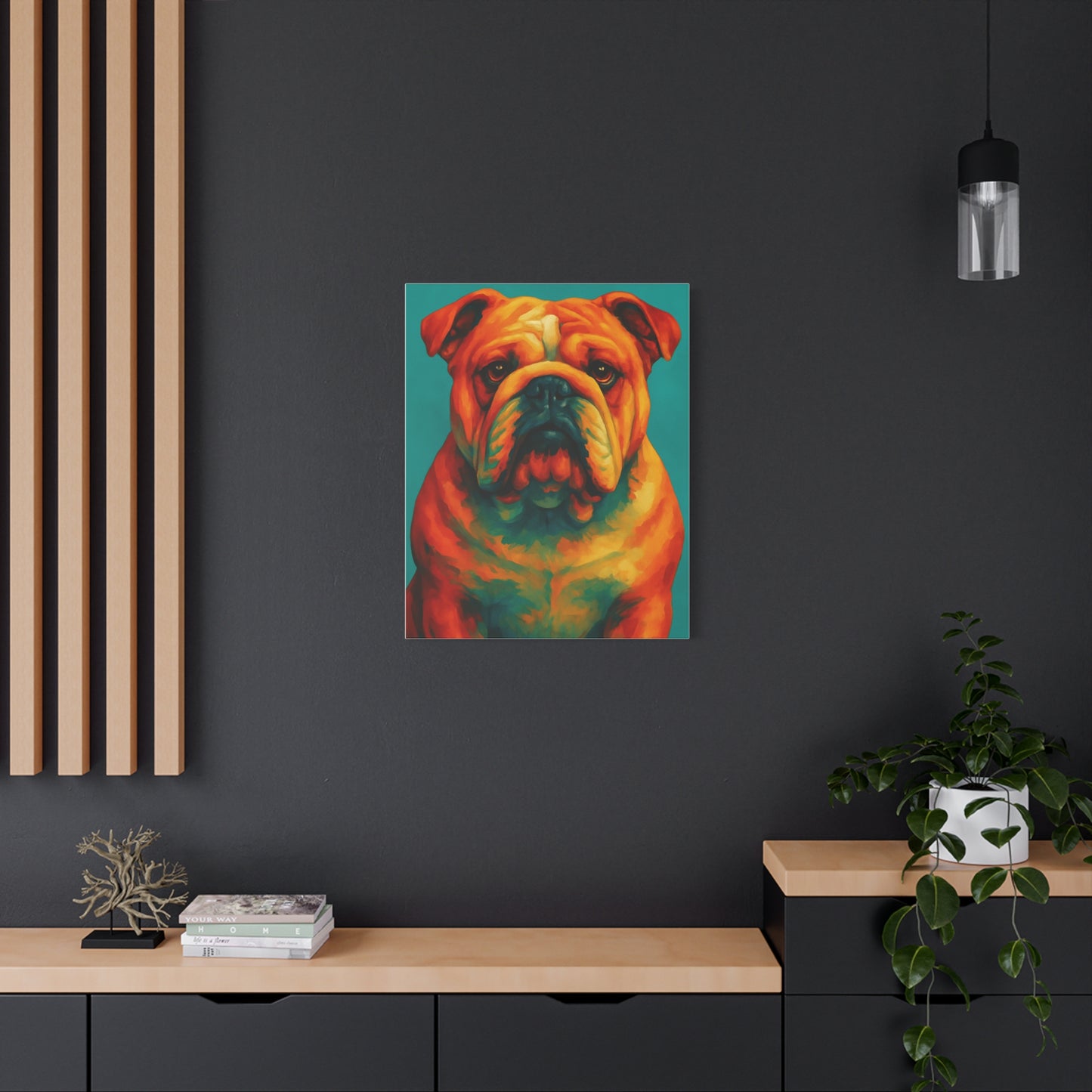 English Bulldog Wall Art – Colorful & Charming Dog Canvas Print