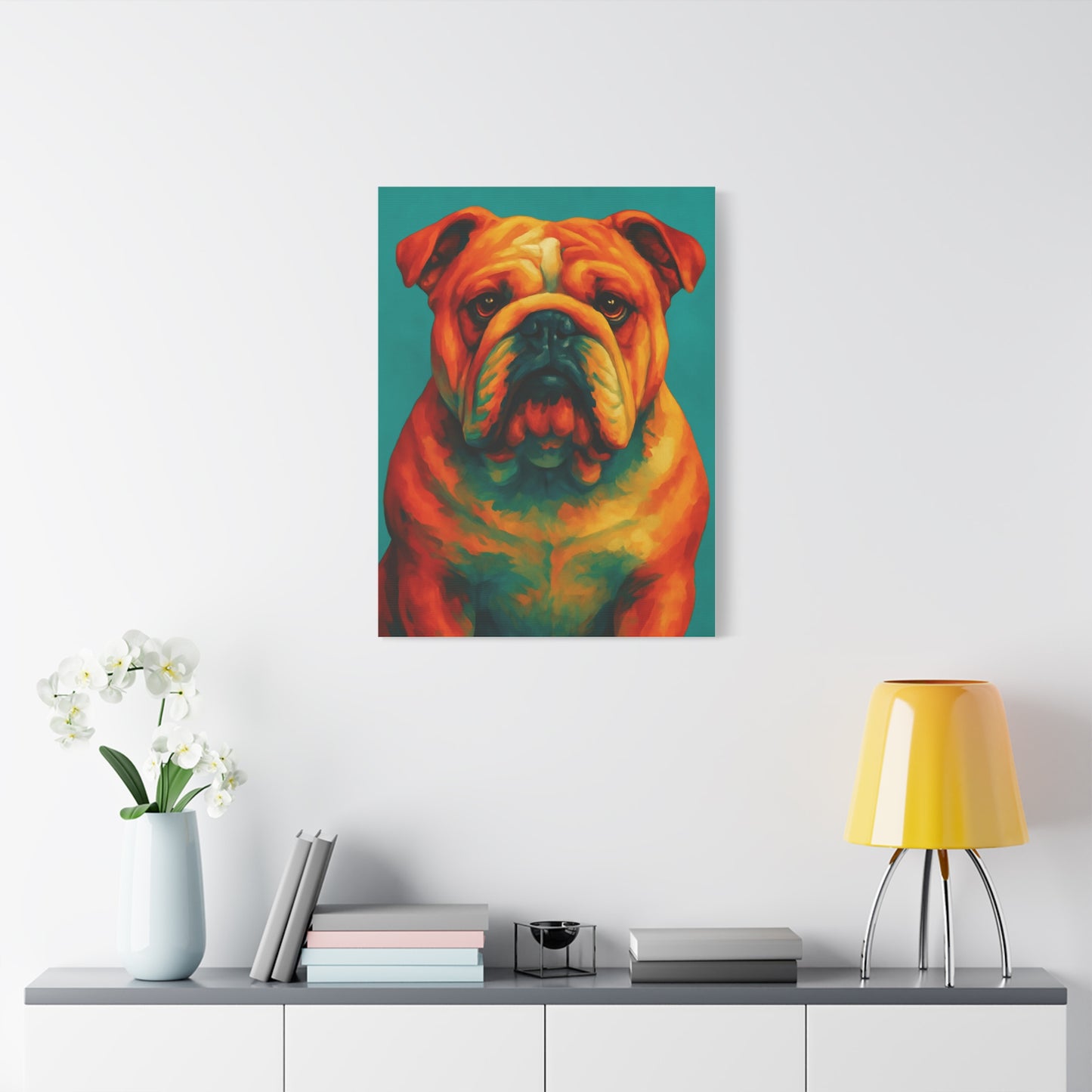 English Bulldog Wall Art – Colorful & Charming Dog Canvas Print