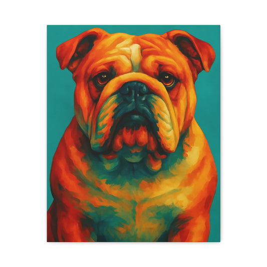 English Bulldog Wall Art – Colorful & Charming Dog Canvas Print