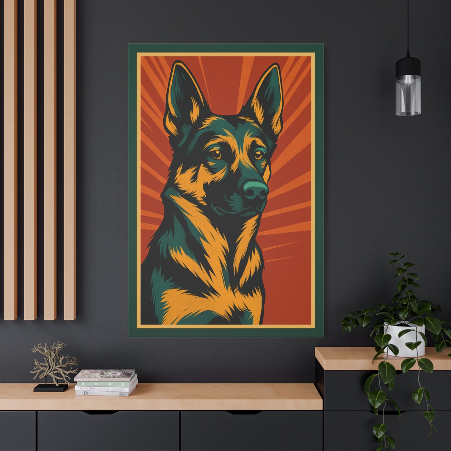German Shepherd Framed Wall Art – Minimalist Dog Poster